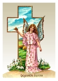 Gesegnete Ostern, Engel am Kreuz - Nostalgie
