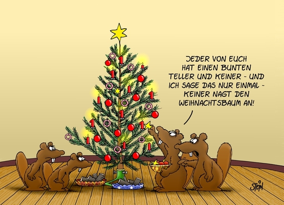 Weihnachtsbaum - Bunter Teller - catprintcards